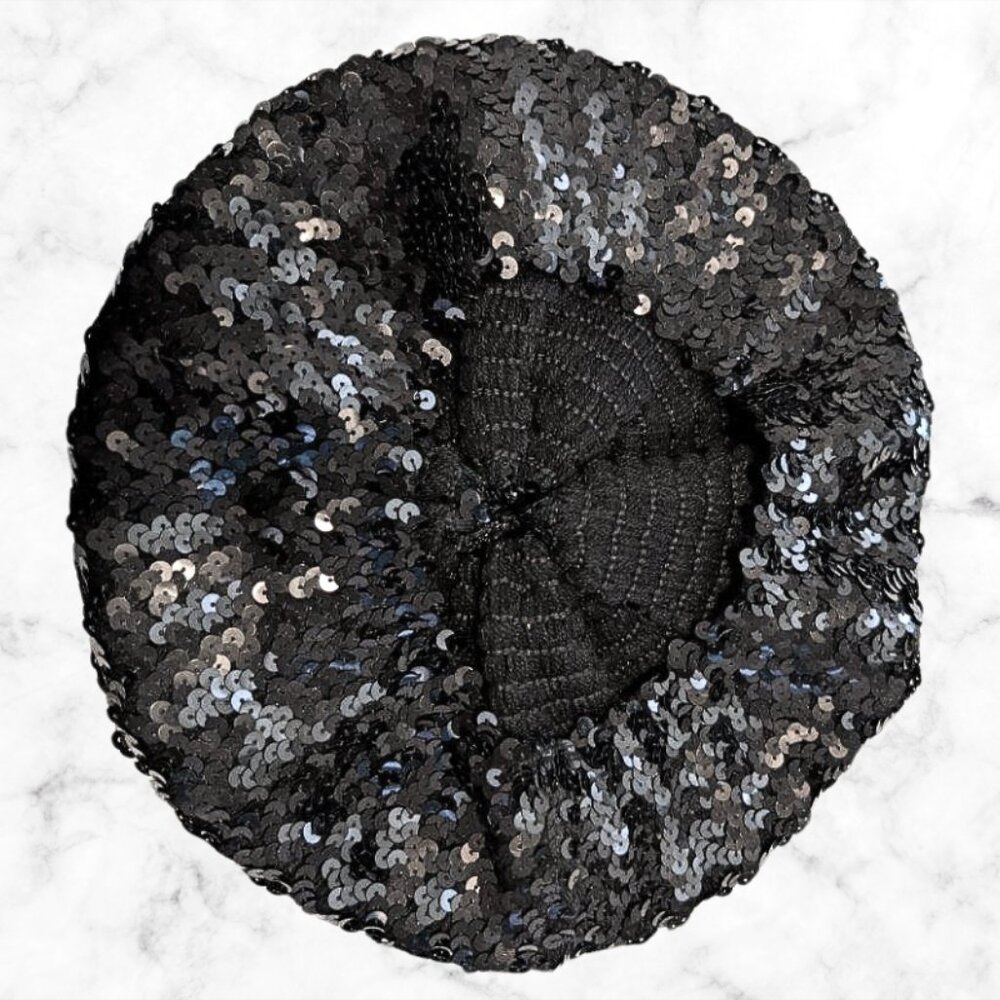 NWT | TORRID Black Sequin Beret Hat | Women’s Sparkly Winter Accessory - Picture 8 of 9